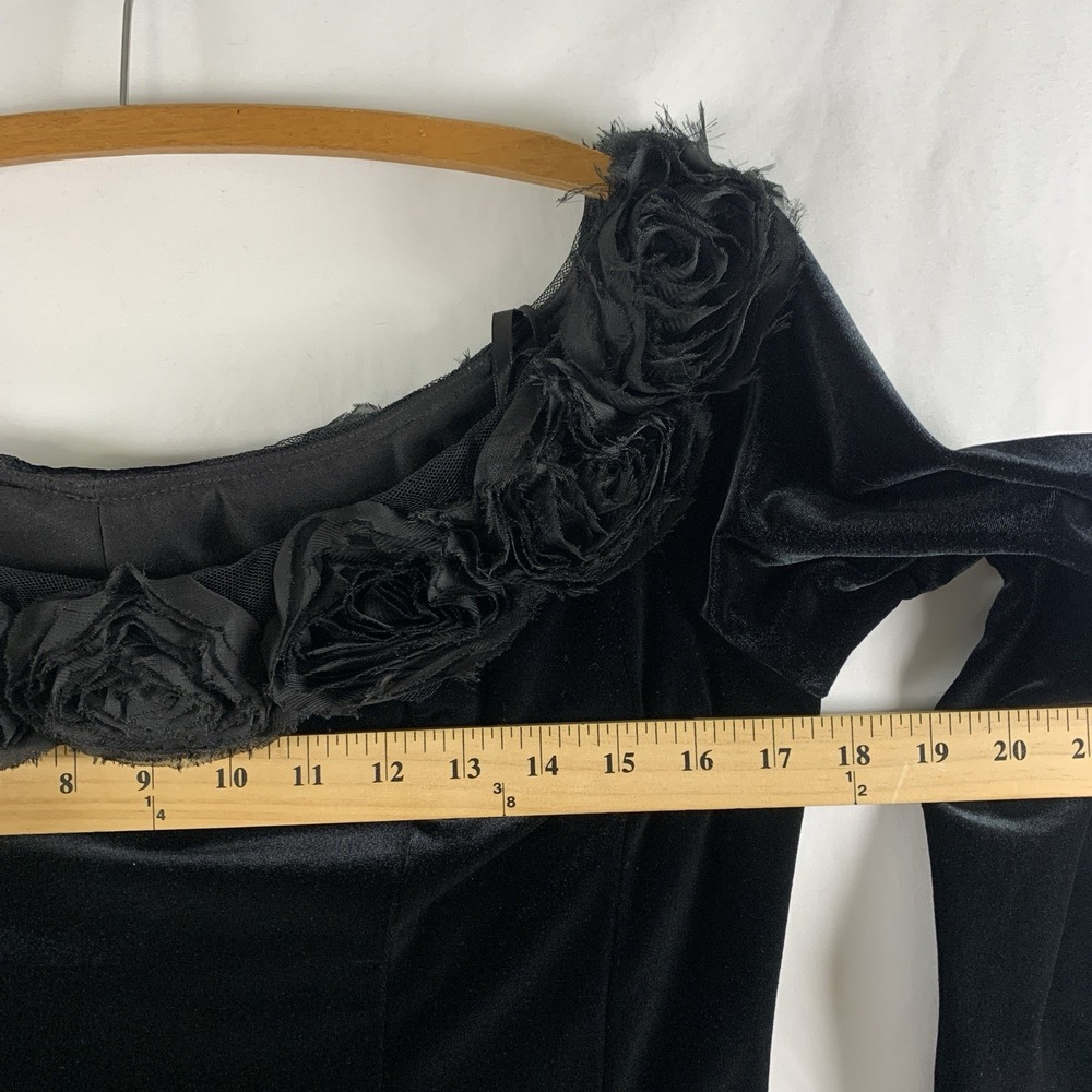 VTG 90s Womens Y2K Dark Romantic Rosette Velvet Evening Top Size L Holiday - Picture 6 of 14